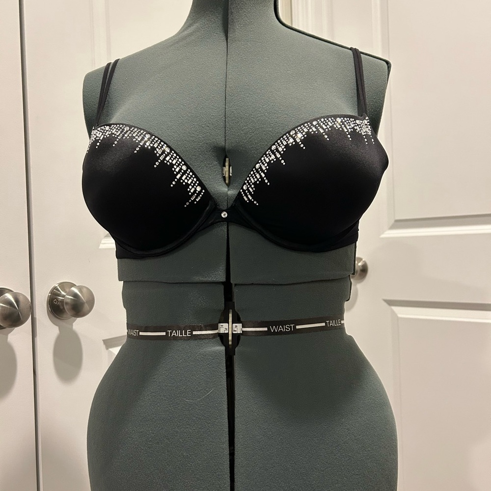 Victoria's Secret Very Sexy Push-up Black Bra with Silver Rhinestone Accents